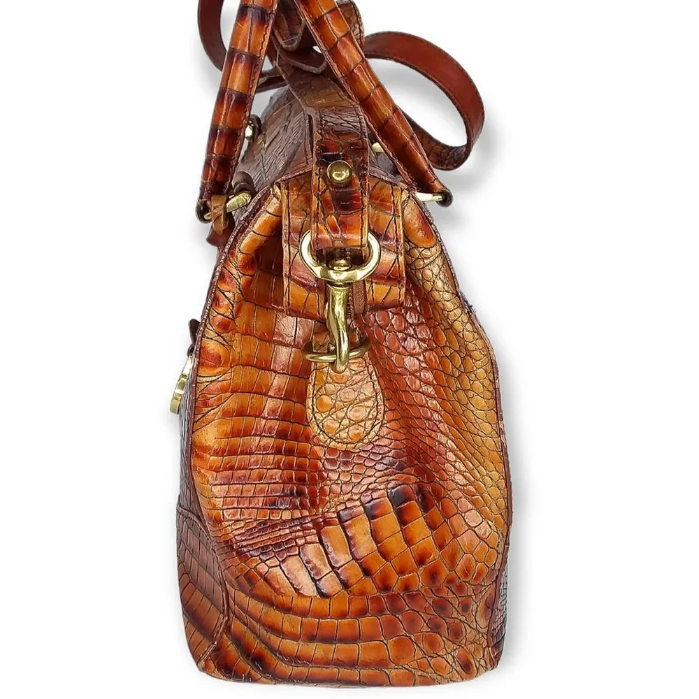 Vtg Brahmin Toasted Melbourne Stacy Crossbody Bag Croc Embossed Leather Brass - Picture 7 of 16